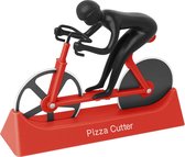 Pizzasnijder, fietspizzasnijder Dubbele roestvrijstalen superscherpe messensnijder met antiaanbaklaag, rood