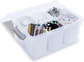Boîtes de rangement en plastique 16 l avec 6 boîtes de 1,6 l petites boîtes de rangement renforcées avec couvercle petites pour ranger outils, bricolage, Lego, crayons de couleur