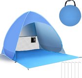Bol.com Strandtent XXL - UPF 50+ pop-up Strandtent - Pop-Up Tent - Opvouwbaar - 2 tot 3 Personen - Uv Bescherming - Blauw aanbieding