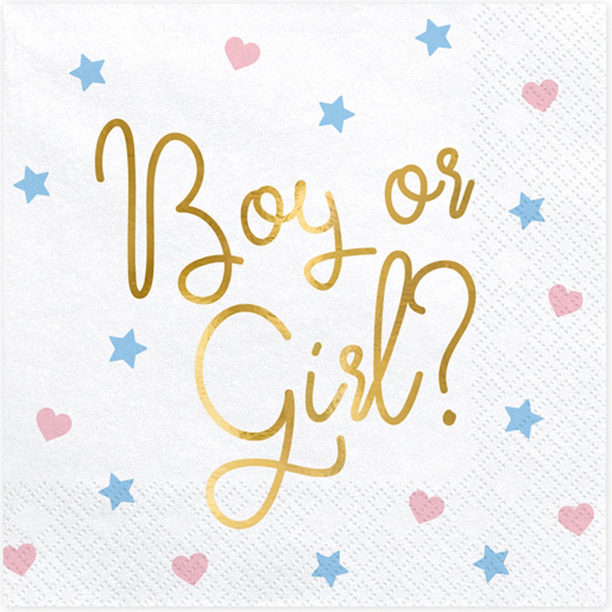 PartyDeco - Servetten Boy or Girl wit (20 stuks)