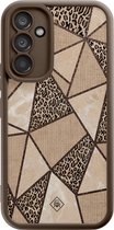 Casimoda® hoesje - Geschikt voor Samsung Galaxy A54 - Leopard Abstract - Zwart TPU Backcover - Luipaardprint - Bruin/beige