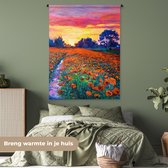 Wandkleed - Wanddoek - Schilderij - Natuur - Bloemen - Olieverf - 120x160 cm - Wandtapijt