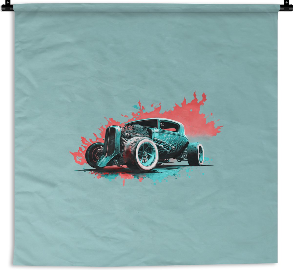 Wandkleed - Auto - Vintage - Verf - Groen - Wanddecoratie - Wandtapijt - 60x60 cm