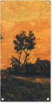 Tuinposter Landschap bij zonsondergang - Vincent van Gogh - 40x80 cm - Wanddecoratie Buiten - Tuinposter - Tuindoek - Schuttingposter - Tuinschilderij