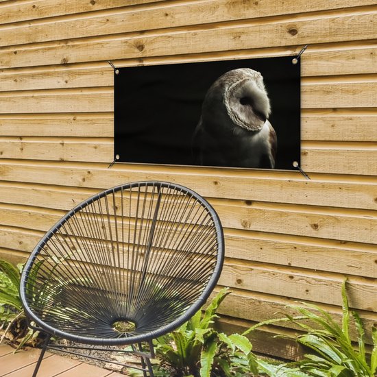 Affiche de jardin Hibou - Vogel - Portrait - 80x40 cm - Décoration murale Extérieur - Affiche de jardin - Toile de jardin - Affiche de clôture - Peinture de jardin