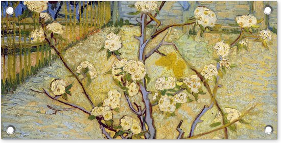 Tuinposter Perenboompje in bloei - Vincent van Gogh - 60x30 cm - Tuindoek - Buitenposter