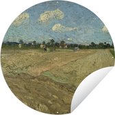 Tuincirkel Geploegde akkers - Vincent van Gogh - 90x90 cm - Ronde Tuinposter - Buiten