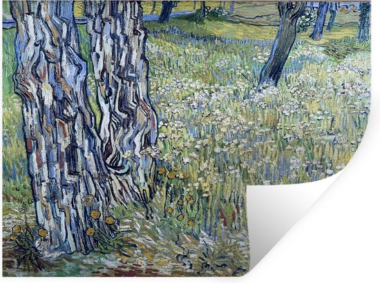 Stickers muraux - Film autocollant - Troncs d'arbres dans l'herbe - Vincent van Gogh - 160x120 cm - Film adhésif - Stickers muraux Chambre d'enfant - Papier peint autocollant XXL