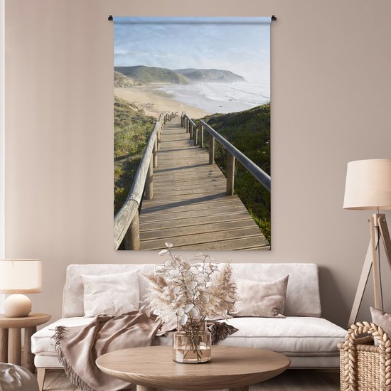 Tapisserie - Tissu mural - Mer - Plage - Escalier - 120x180 cm - Tapisserie