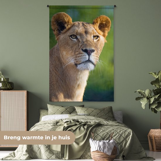Tapisserie Lions - Jeune lionne Tapisserie coton 120x180 cm - Tapisserie avec photo XXL / Groot format !