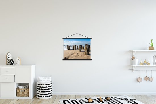 Support pour affiches avec affiche 40x30 cm - Affiche scolaire - Sable - Plage - Poteau - Water - Été - Affiche textile - Lattes noires