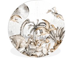 Wandcirkel kinderkamer - Wanddecoratie jongens - Dino - Jungle - Natuur - Dieren - Kinderen - Wandcirkel kids - Kinder decoratie - 30x30 cm - Kunststof