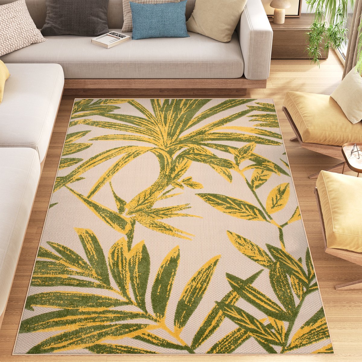 Tapiso Patio Indoor Tapijt Tuintapijt Creme Buiten Buitenkleed Planten Maat- 160x220, foto 4