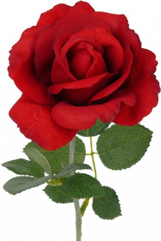 Kunst roos Carol - rood - 37 cm - decoratie bloemen