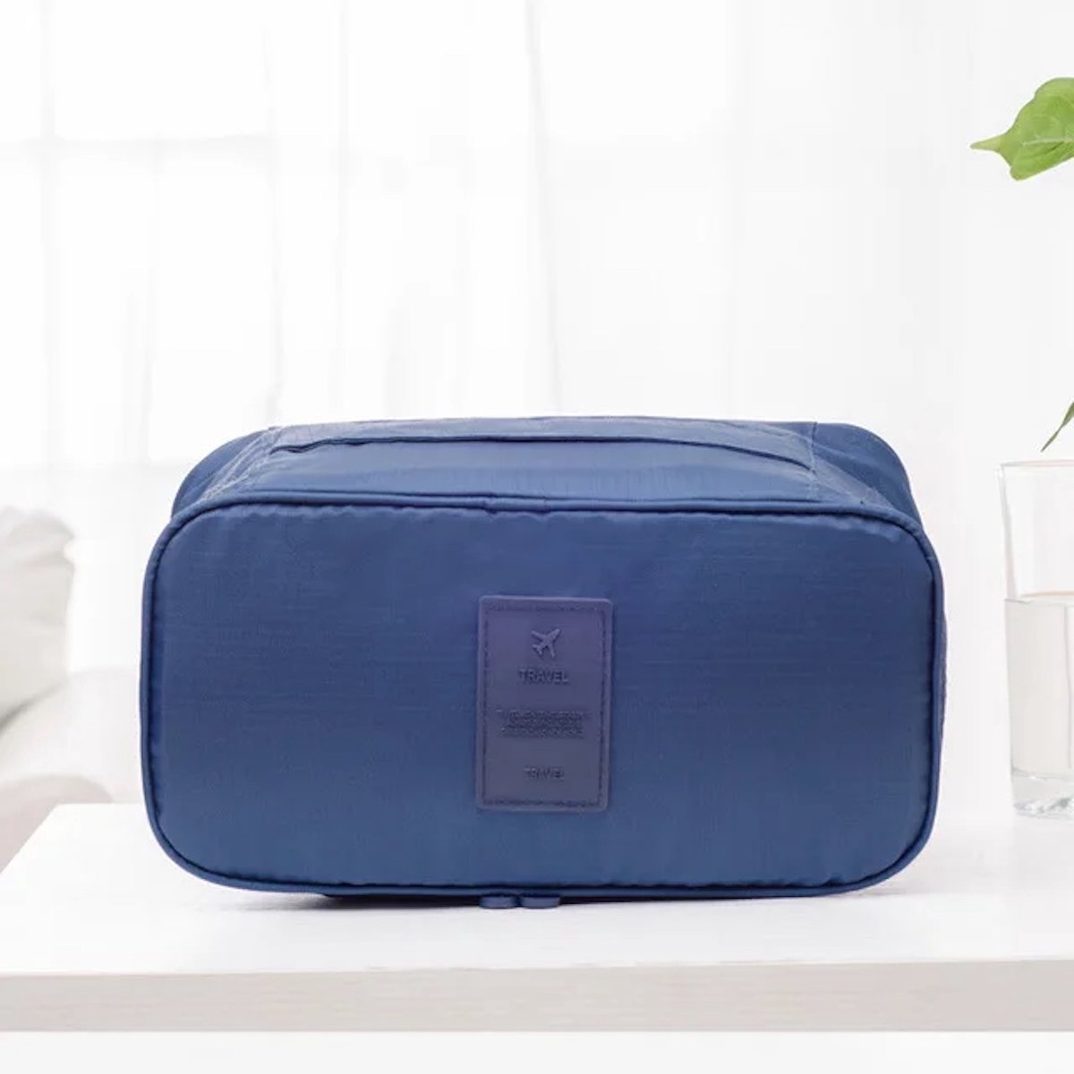 Without Lemon - Lingerie/Ondergoed/Sokken Organizer - Reis Tas - Cosmetica Tas - Toilettas - Handig voor op reis - 26x13x12CM - Blauw