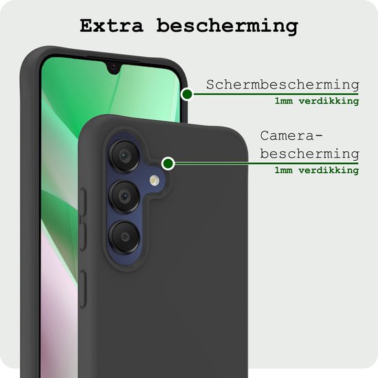 Coque pour Samsung A15 Coque Siliconen Back Cover Case - Coque pour Samsung Galaxy A15 Case Cover Case - Zwart - 2 Pièces