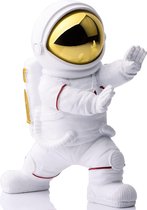 Astronautenstandbeeld, astronautenfiguur, Kung Fu Spaceman-sculptuur, ruimtekunst, kindergeschenken, gouden kantoordecoratie voor mannen, witte en gouden decoratie voor de woonkamer