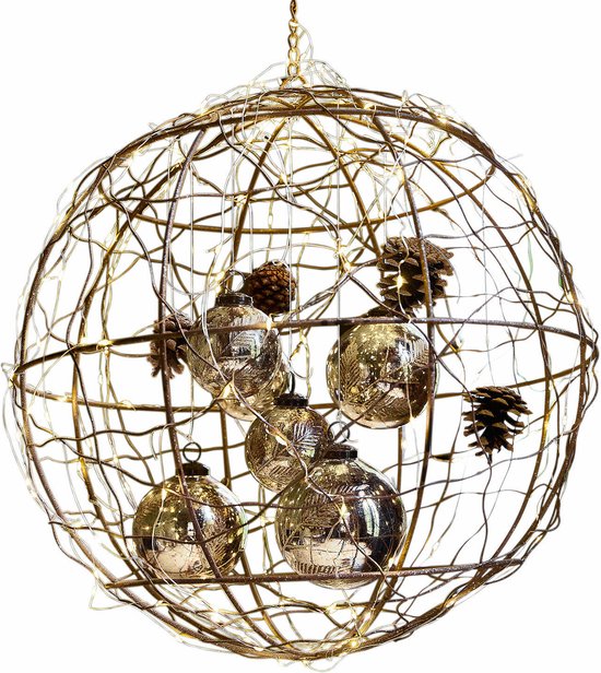 LOBERON Hanglamp in de vorm van een kerstbal Paillet antiekbruin