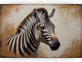 Zebra schilderij - Goud muurdecoratie - Glasschilderij slaapkamer - Klassiek schilderijen - Plexiglas - Muurdecoratie slaapkamer - 150 x 100 cm 5mm