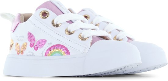 Veterschoenen | Meisjes | white Pink | Leer | Shoesme | Maat 24 - Shoesme