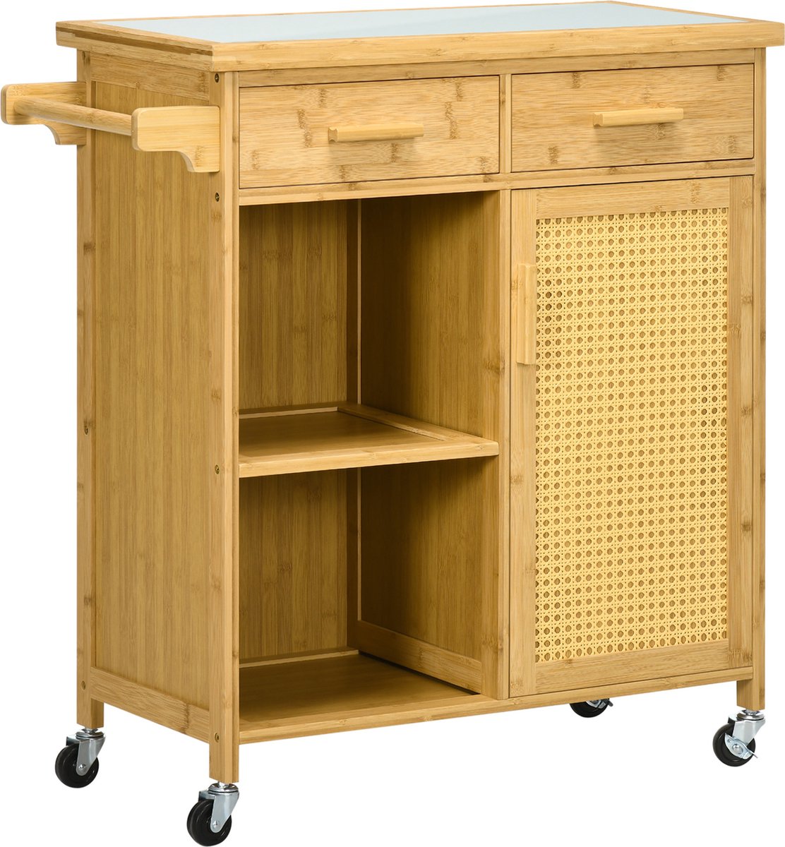 HOMCOM Küchenwagen mit Schubladen, Regal und Handtuchhalter 801-311V00