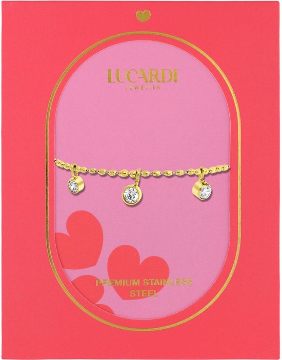 Lucardi Dames Daya armband - Staal - Armband - Cadeau - 20 cm - Goudkleurig