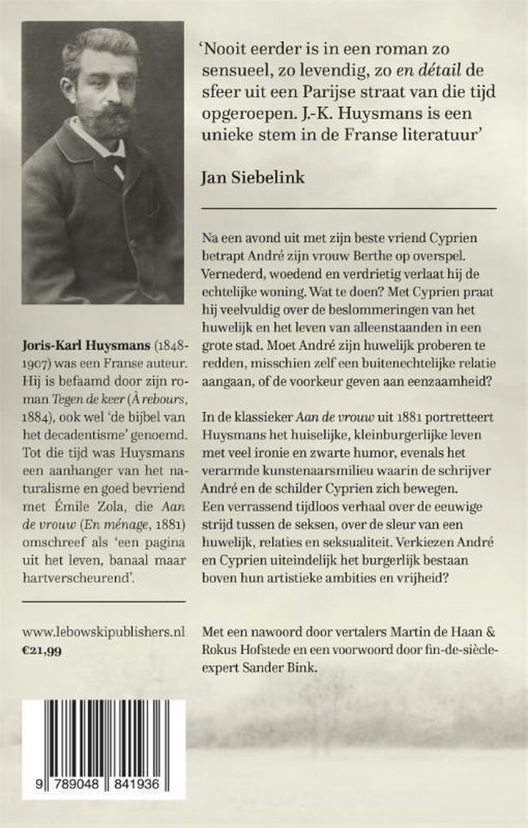 Aan de vrouw - back cover