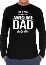 Awesome dad cadeau t-shirt long sleeves zwart heren L