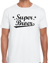 Super broer cadeau t-shirt wit heren S