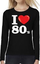 I love 80s / eighties long sleeve t-shirt zwart dames L