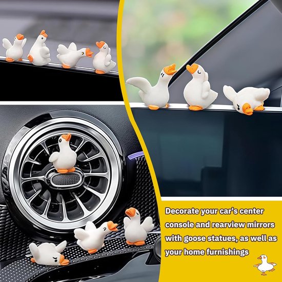 8 stuks Miniatuur Dieren Set - Grappige Gans Auto Dashboard Accessoires en Interieur Decoratie van Merkloos	 — afbeelding 5
