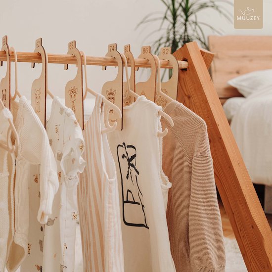 Muuzey Kastverdeler - Kledingkast kinder/baby - Maatverdelers maat 50 t/m 92 - Jungle - 8 stuks - Hout - Maathangers - Kledinghanger - Kast verdeler - Maat hangers — afbeelding 3