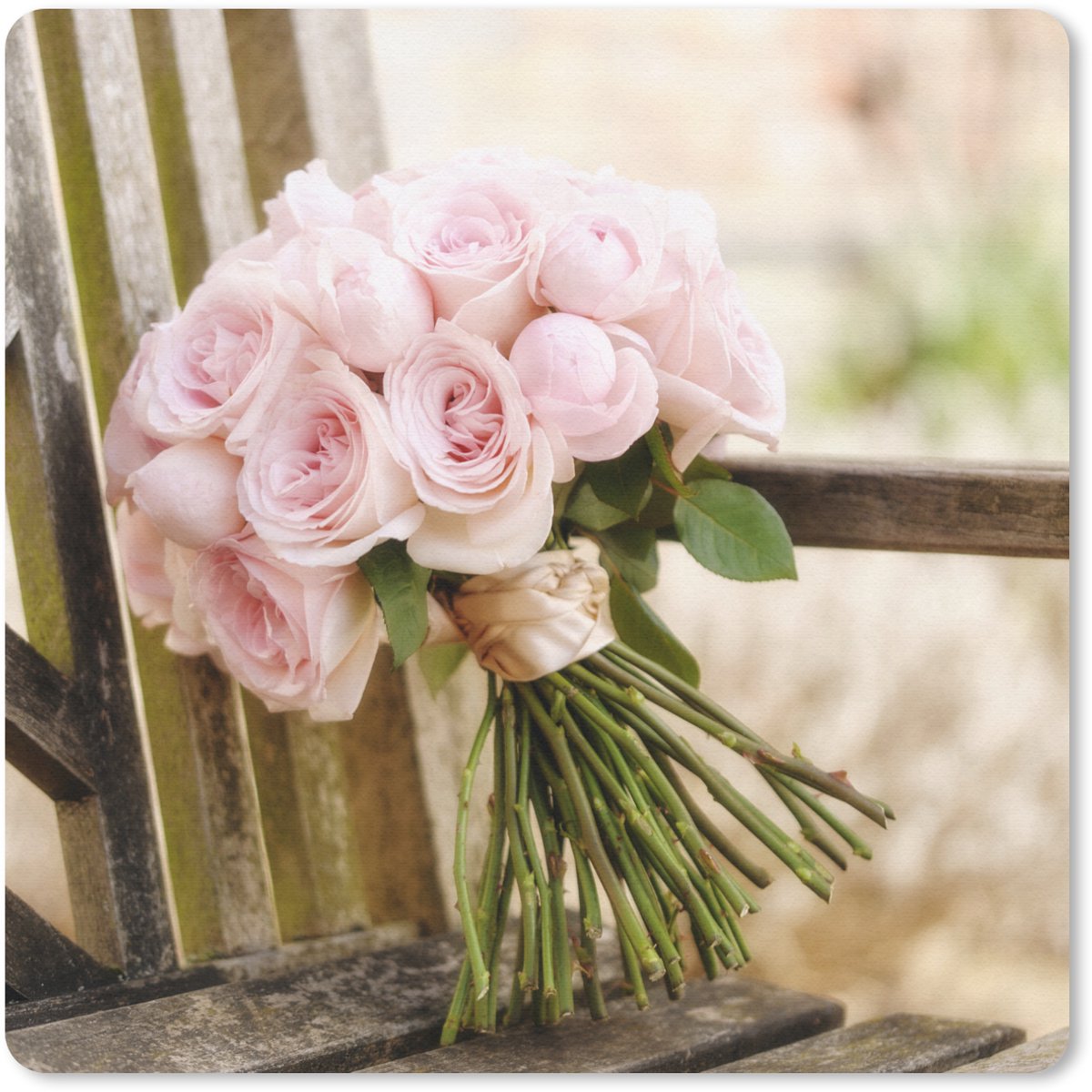 Muismat 30x30 cm - Mousepad Bos bloemen van roze pioenrozen - Muismatten