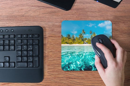 Muismat 20x20 cm - Mousepad Strand - Palmbomen - Zee - Muismatten