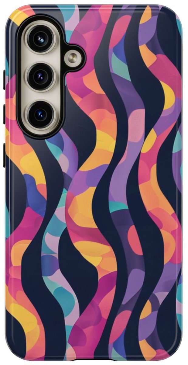 Kleurrijk Golvend Abstract Patroon – Telefoonhoesje Geschikt voor Samsung Galaxy S24