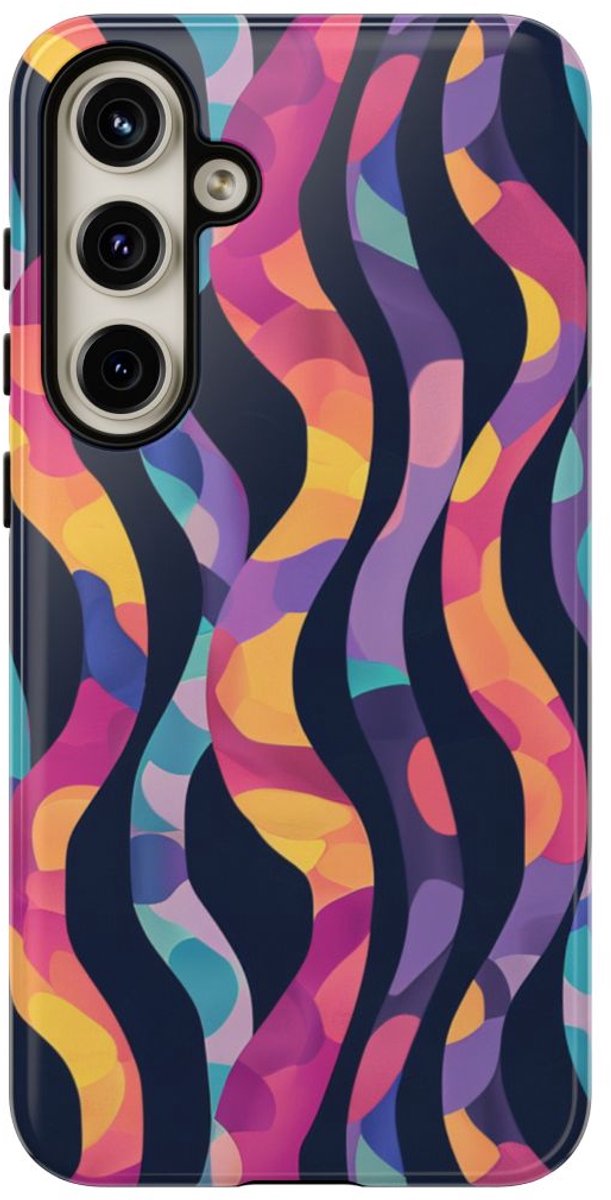Kleurrijk Golvend Abstract Patroon – Telefoonhoesje Geschikt voor Samsung Galaxy S24 Plus