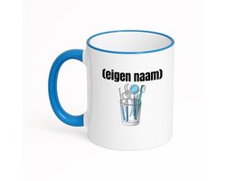 Hacebo® - tandarts materiaal met eigen naam koffiebeker met gekleurde rand zee blauw - mondhygiënisten/tandartsen - thee mok - koffie beker - iemand die tandarts is of mondhygiënist - verjaardag - cadeau - kado - koffiemok - 330 ML