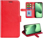 MobyDefend Hoesje - Geschikt voor iPhone 17 Pro - Wallet Book Case (Sluiting Achterkant) - Rood