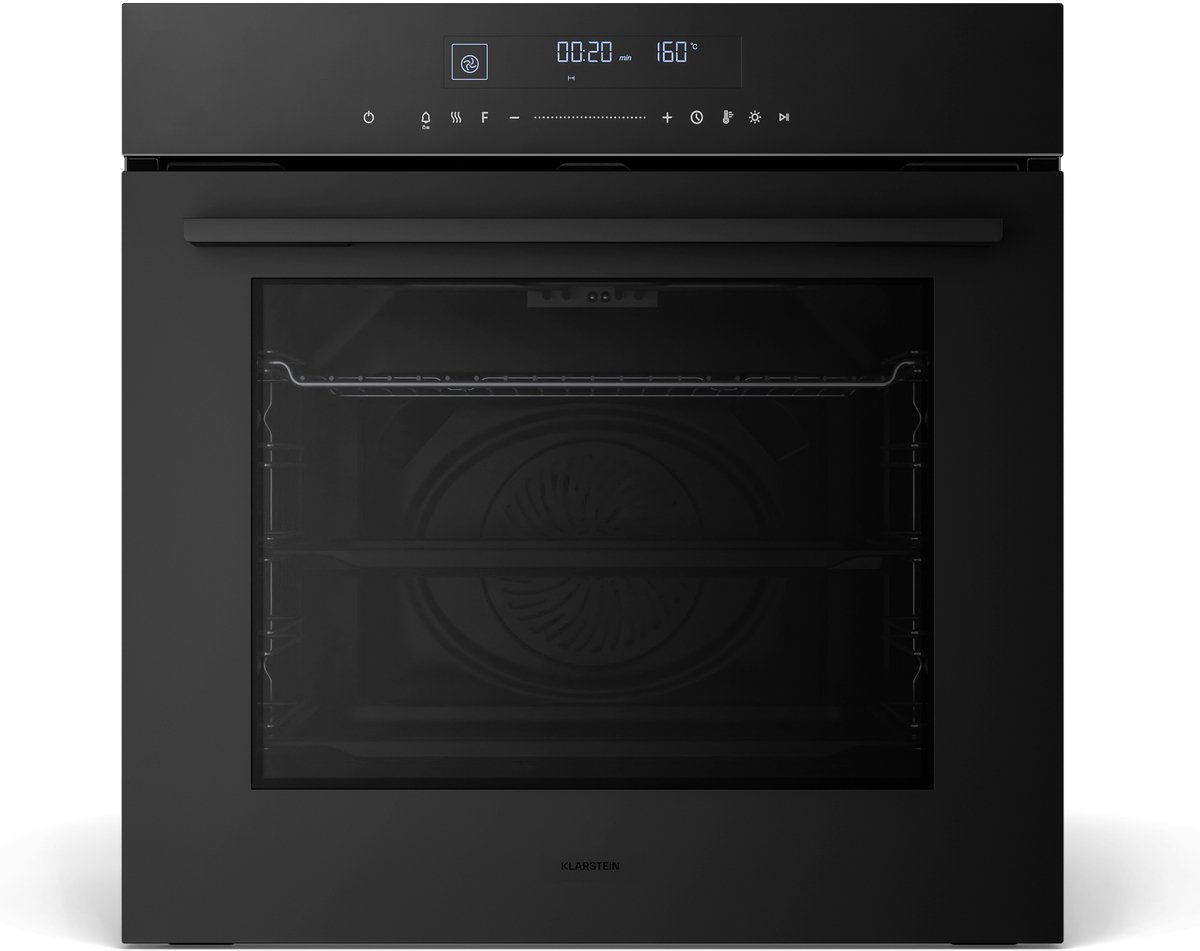 Klarstein Inbouwoven Velaire 74 liter elektrische oven, 13 standen, touchbediening, energieklasse A+, geëmailleerde binnenkant, driedubbele beglazing, geïntegreerde enkele oven, 60 cm, mat en glazen design, zwart - voor Keuken