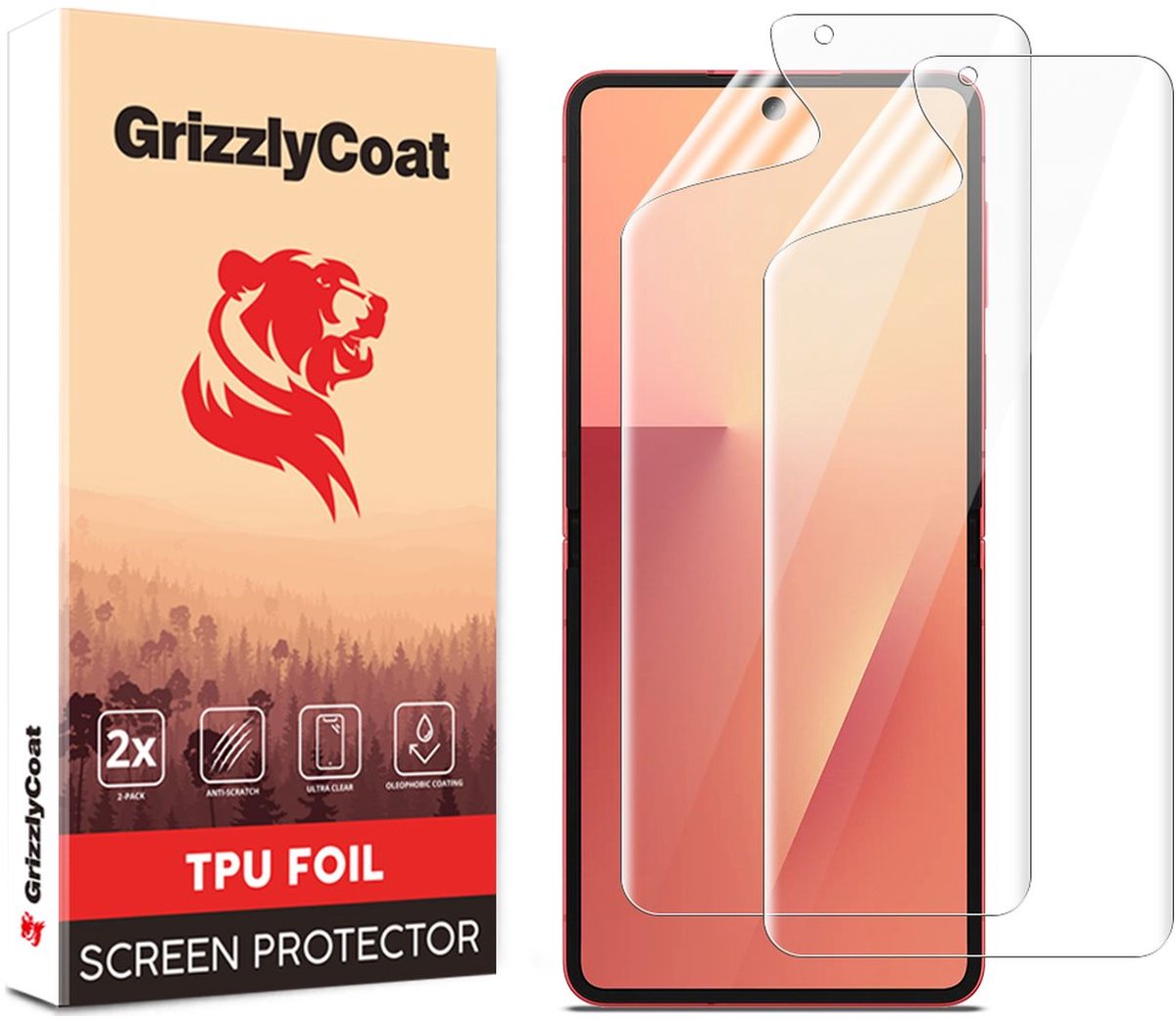 GrizzlyCoat Screenprotector geschikt voor Samsung Galaxy Z Flip 7 | GrizzlyCoat Screenprotector Folie - Case Friendly (2-Pack)
