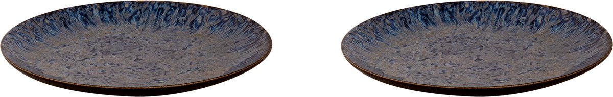 Palmer - Lester - Bord - 2 stuks - ø 21 cm - Blauw/Zwart - Stoneware - Bordenset