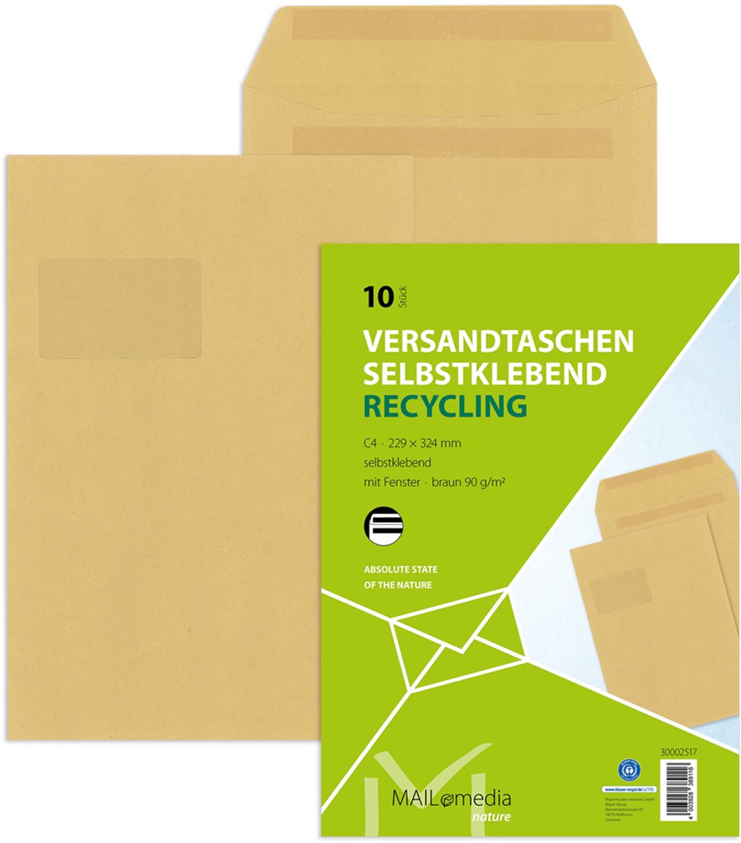 MAILmedia akte-envelop bruin, C5, 16,2 x 22,9 cm, met venster, zelfklevend, 50 st.