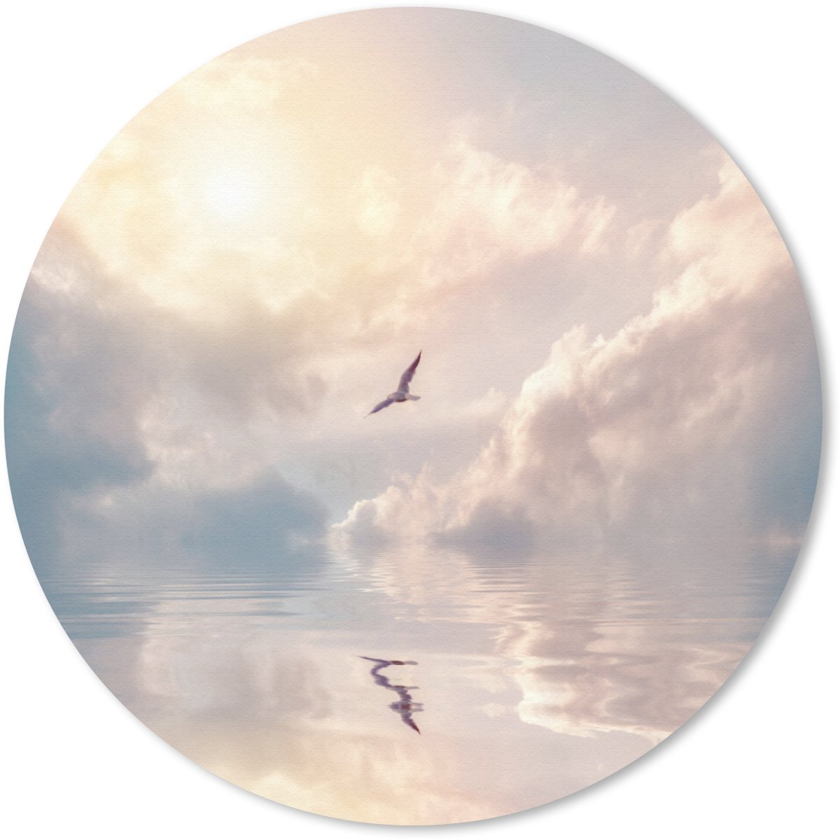 Muismat rond 50x50 cm - Mousepad Vogel - Zee - Zon - Ronde muismatten