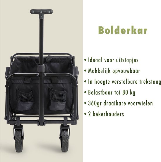 909 Outdoor Bolderkar - Opvouwbaar - Max laadvermogen 80 KG - 75x46x91cm - Zwart van Merkloos — afbeelding 3