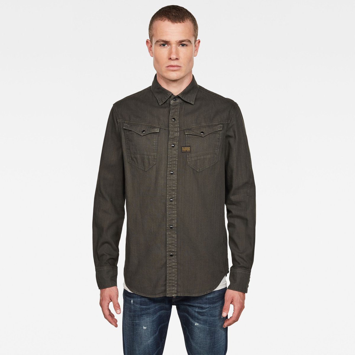 G-Star Arc slim shirt ls Heren Shirts Asfalt Gd