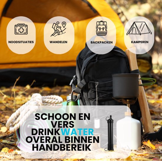 BOECK - Filtre à eau Plein air - Purificateur d'eau portable pour Camping, Voyages et urgence - Capacité de 1 500 L - Léger et sans BPA - Filtre à eau de Survie avec paille