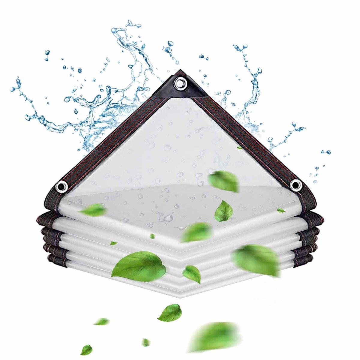 Ibenzoa® Transparant Zeil met Ogen - 2x3m PVC - Waterdicht Afdekzeil