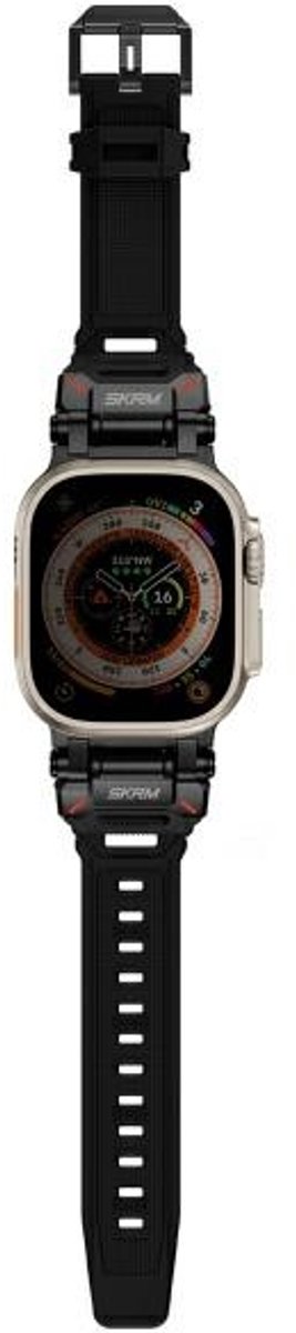 Skinarma Bandje Voor Apple Watch Ultra 49Mm Titon Leder Waterdicht Zwart