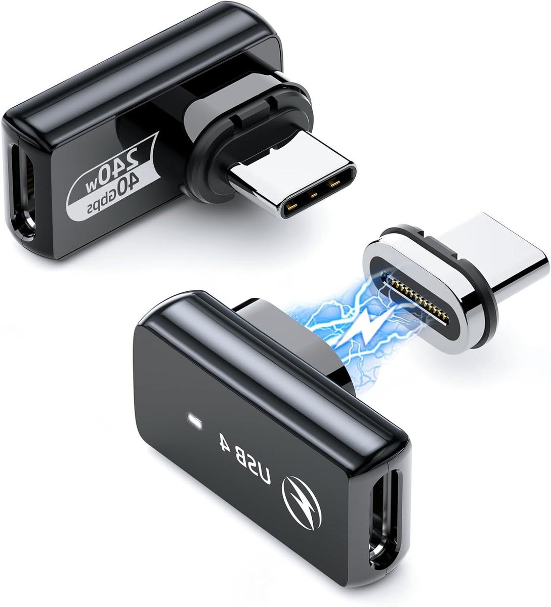 Image of JGS Premium - Magnetische USB-C-adapter 2 stuks | 24-polige USB-C-magnetische adapter | 40 Gbit/s gegevensoverdracht | 8K 60Hz video-uitgang | Thunderbolt 3/4 MacBook Pro/Air | 240W.