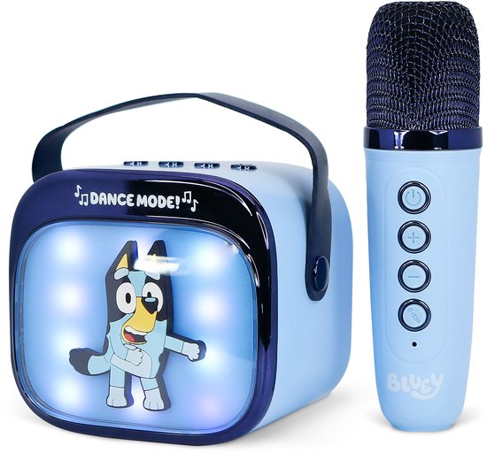 Bluey - karaoke set - bluetooth speaker met draadloze microfoon - met LED verlichting (PopSing)